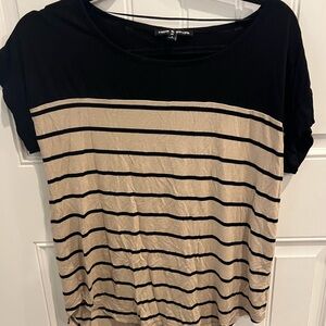 Cable & Gauge oversized small Relaxed Black and cream/tan top